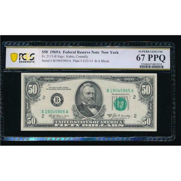 1969A $50 New York FRN PCGS 67PPQ