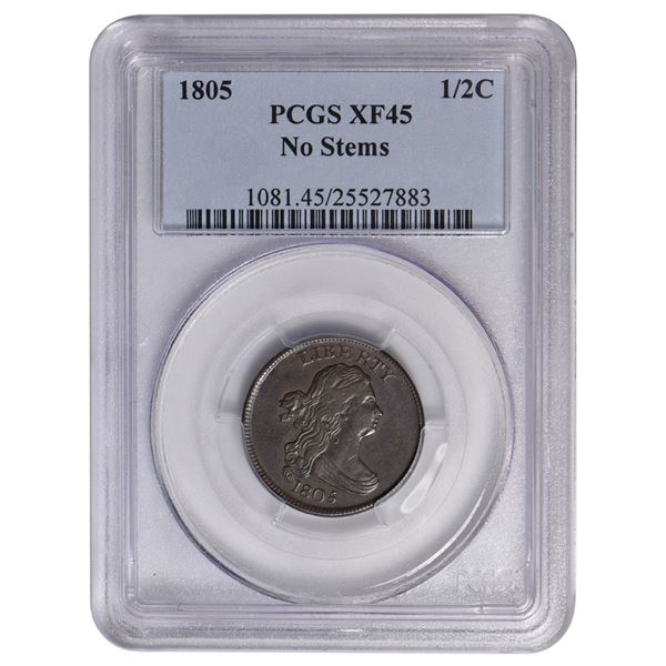 1805 Draped Bust Half Cent PCGS XF45