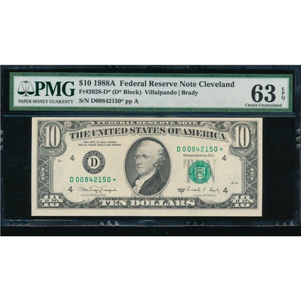 1988A $10 STAR Cleveland FRN PMG 63EPQ