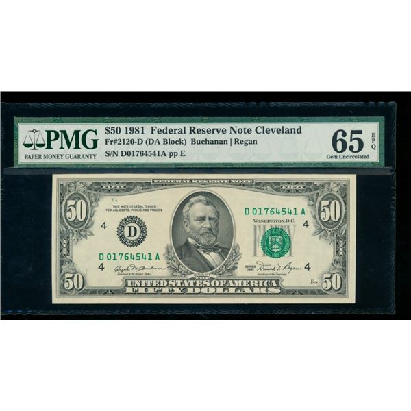 1981 $50 Cleveland FRN PMG 65EPQ