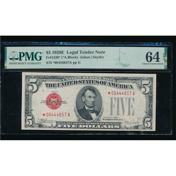 1928E $5 STAR Legal Tender Note PMG 64EPQ