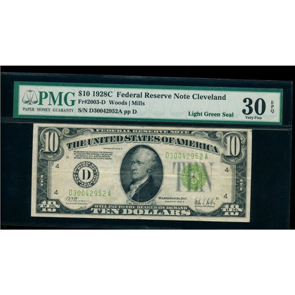 1928C $10 Cleveland FRN PMG 30EPQ