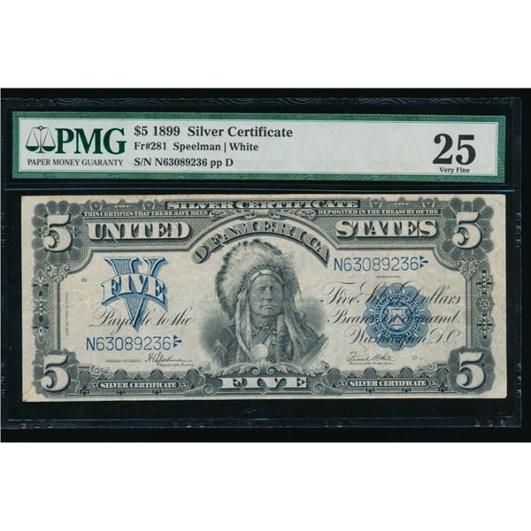 1899 $5 Chief Silver Certificate PMG 25