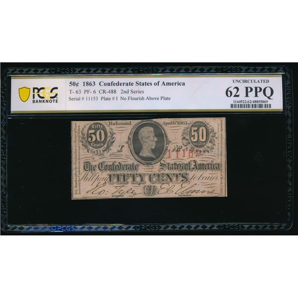50 Cent 1863 T-63 Confederate PCGS 62PPQ