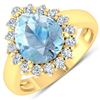 14KT Yellow Gold 2.3ct Aquamarine and Diamond Ring