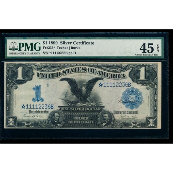 1899 $1 STAR Black Eagle Silver Certificate PMG 45EPQ