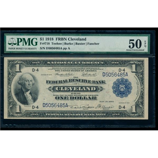 1918 $1 Cleveland FRBN PMG 50EPQ