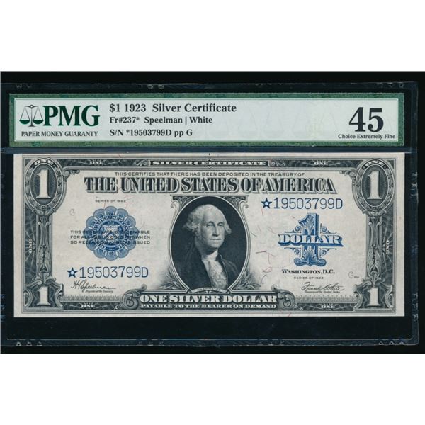 1923 $1 STAR Silver Certificate PMG 45