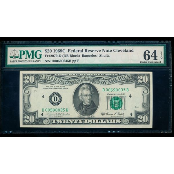 1969C $20 Cleveland FRN PMG 64EPQ