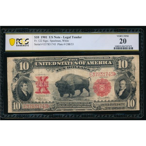 1901 $10 Bison Legal Tender Note PCGS 20
