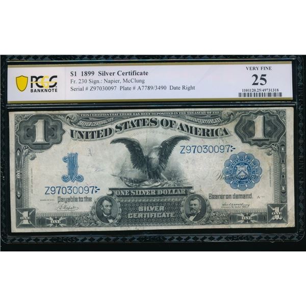 1899 $1 Black Eagle Silver Certificate PCGS 25