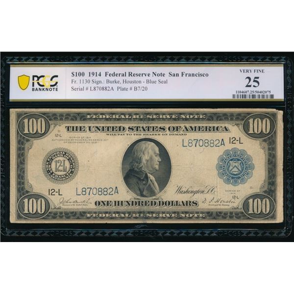 1914 $100 San Francisco FRN PCGS 25