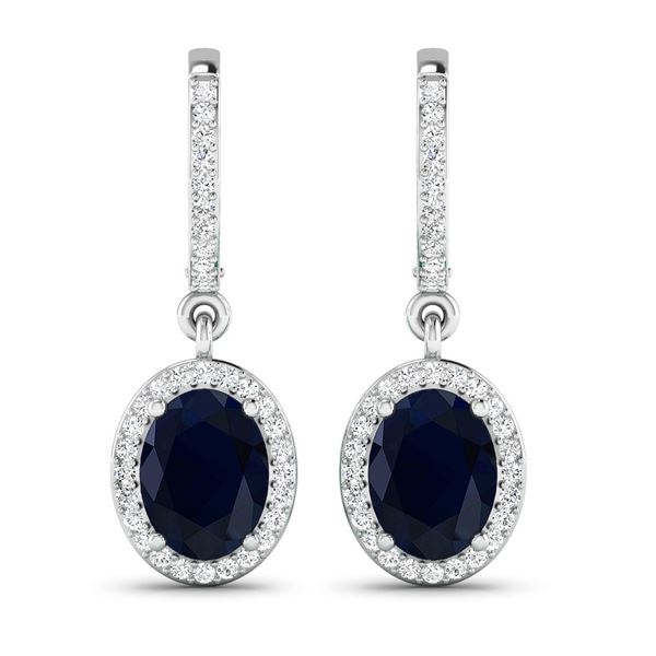 14KT White Gold 2.6ctw Blue Sapphire and Diamond Earrings