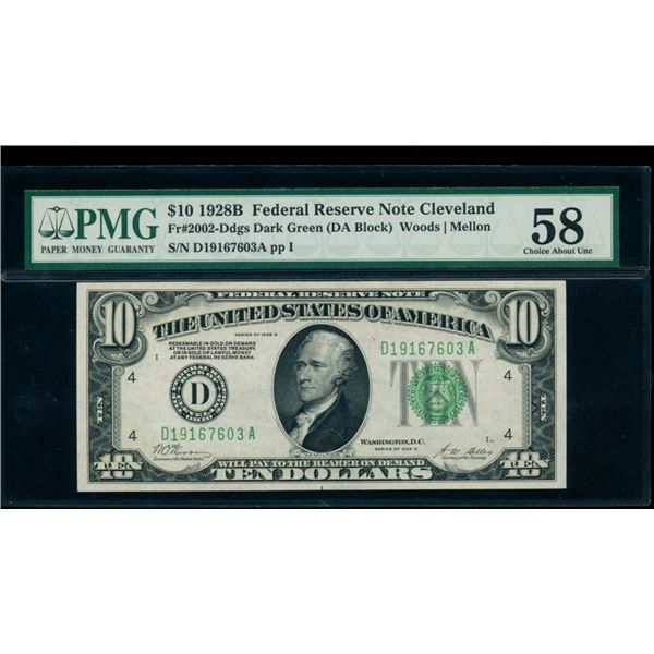 1928B $10 Cleveland FRN PMG 58
