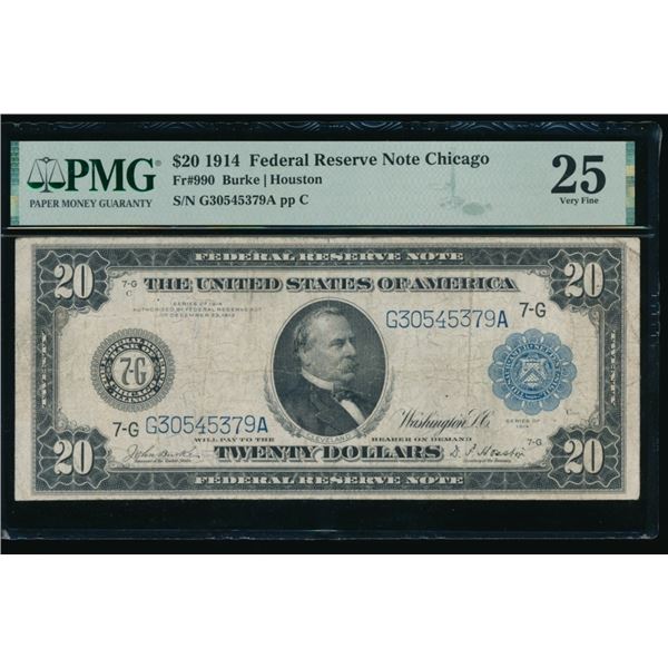 1914 $20 Chicago FRN PMG 25