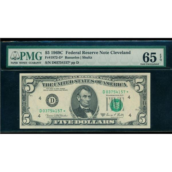 1969C $5 Cleveland FRN PMG 65EPQ