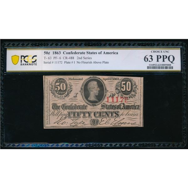 50 Cent 1863 T-63 Confederate PCGS 63PPQ