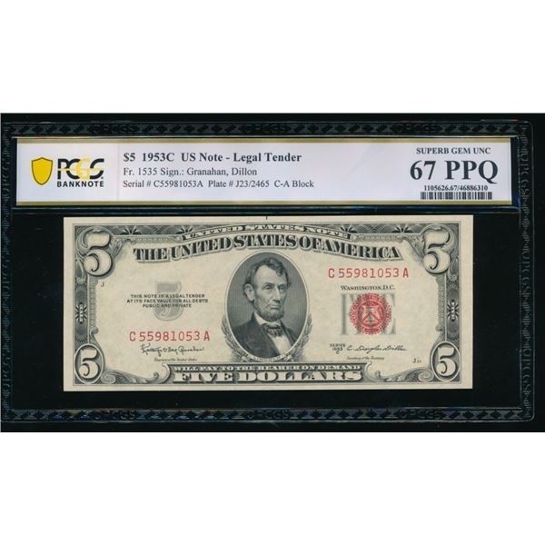 1953C $5 Legal Tender Note PCGS 67PPQ