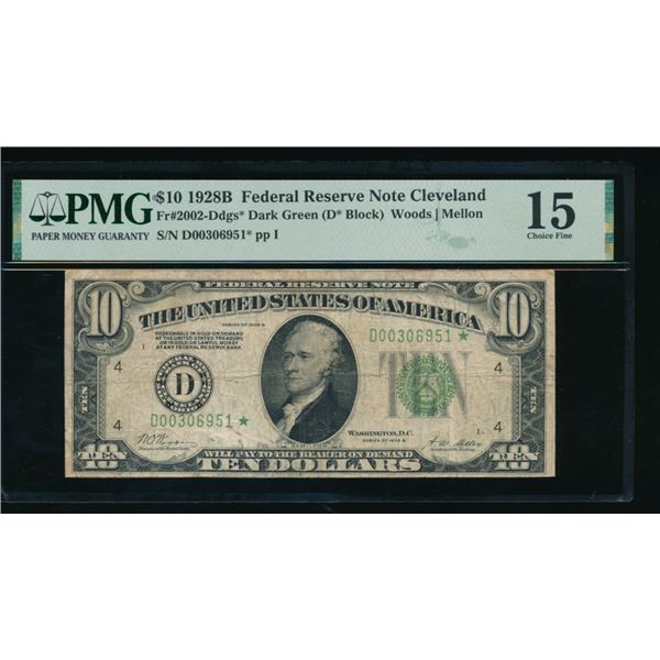 1928B $10 STAR Cleveland FRN PMG 15