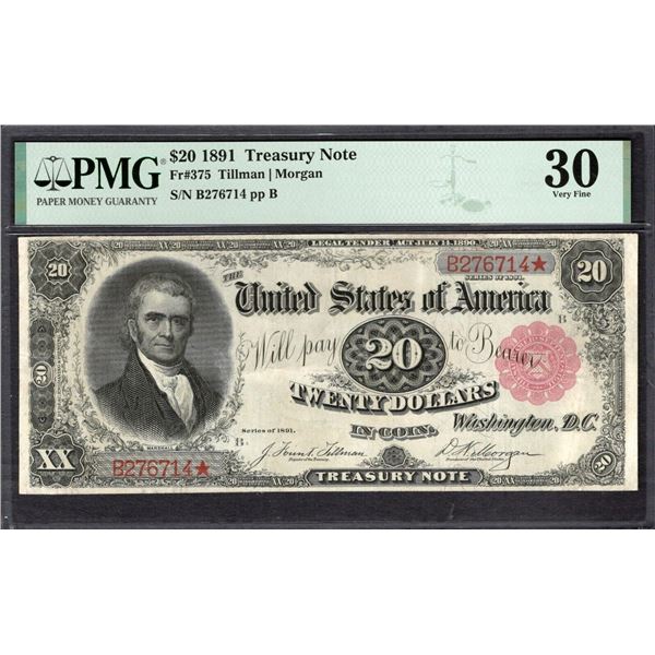 1891 $20 Treasury Note PMG 30