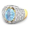 Image 2 : 14KT Yellow Gold 1.9ctw Aquamarine and Diamond Ring
