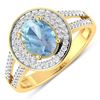 Image 1 : 14KT Yellow Gold 0.96ctw Aquamarine and Diamond Ring