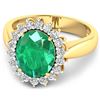 Image 3 : 14KT Yellow Gold 3.14ctw Zambian Emerald and Diamond Ring