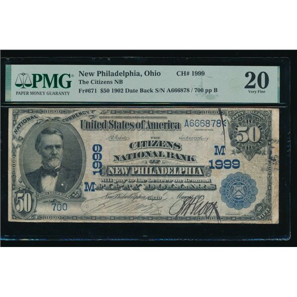1902 $50 New Philadelphia OH National PMG 20