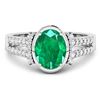 Image 3 : 14KT White Gold 1.53ctw Zambian Emerald and Diamond Ring