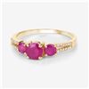 Image 2 : 14KT Yellow Gold 1.02ctw Ruby and White Diamond Ring