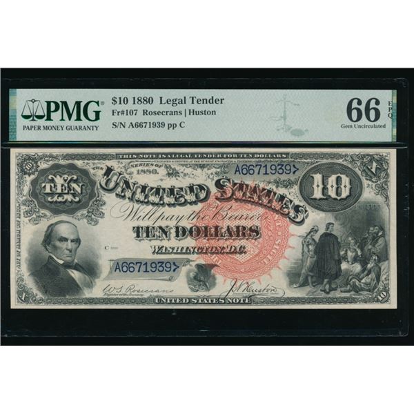 1880 $10 Jackass Legal Tender Note PMG 66EPQ