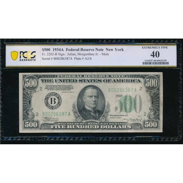 1934A $500 New York FRN PCGS 40