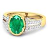 Image 2 : 14KT Yellow Gold 1.53ctw Zambian Emerald and Diamond Ring