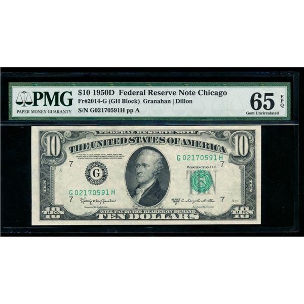 1950 $10 Chicago FRN PMG 65EPQ