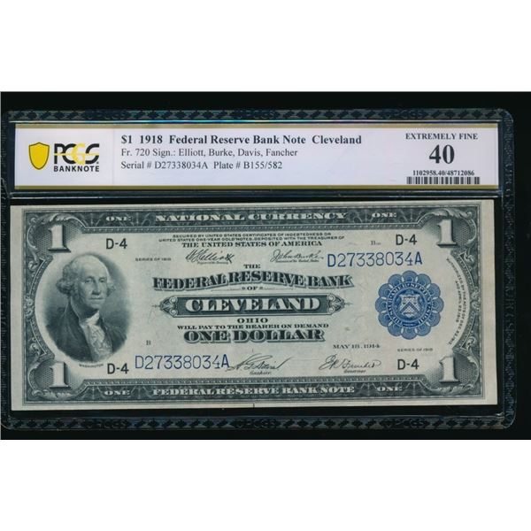 1918 $1 Cleveland FRBN PCGS 40