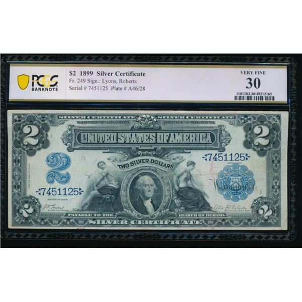 1899 $2 Mini Porthole Silver Certificate PCGS 30
