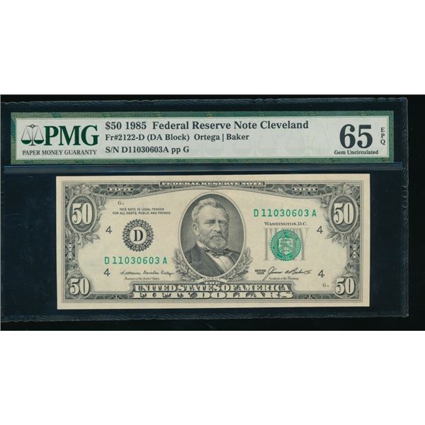 1985 $50 Cleveland FRN PMG 65EPQ