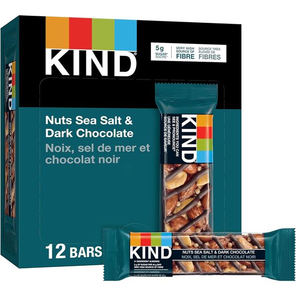 KIND 12 X 40G BOX IN NUTS SEA SALT DARK CHOCOLATE