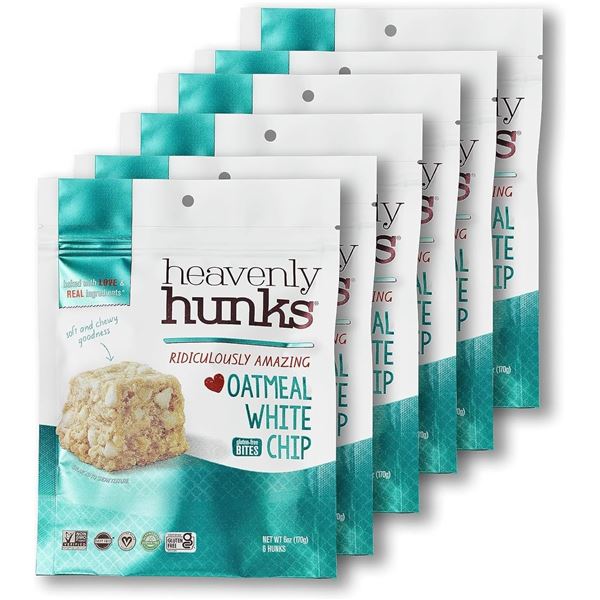 6 X 170G BOX OF HEAVENLY HUNKS OATMEAL WHITE CHIP