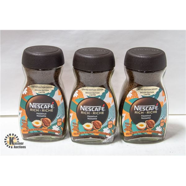 3 NEW NESCAFE RICH HAZELNUT INSTANT COFFEE