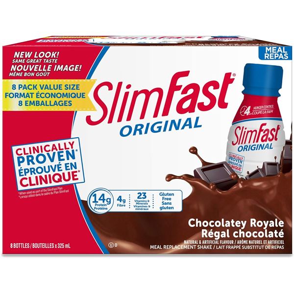 8 X 325ML SLIM FAST ORIGINAL CHOCOLATEY ROYALE