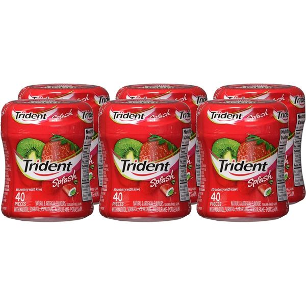 6 NEW PACKS TRIDENT SPLASH STRAWBERRY KIWI GUM