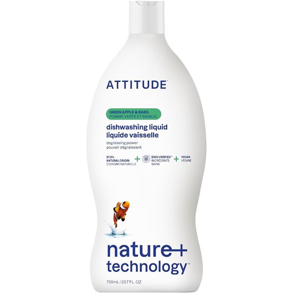 NEW ATTITUDE DISHWASHING LIQUID GREEN APPLE &BASIL