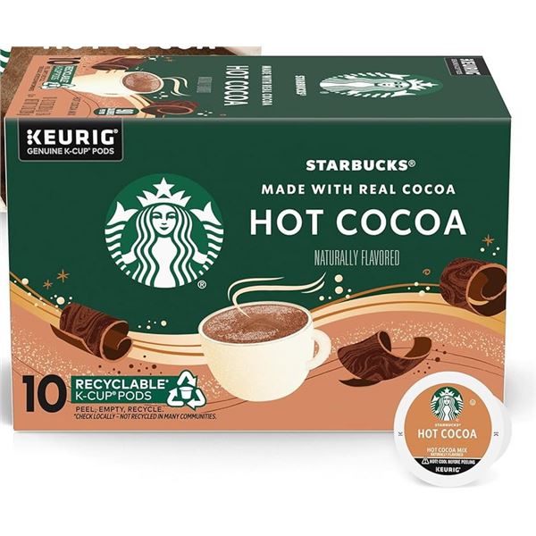 10 STARBUCKS CLASSIC HOT COCOA KEURIG PODS MADE