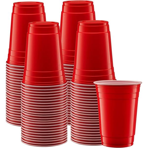 NEW 100 RED PLASTIC CUPS