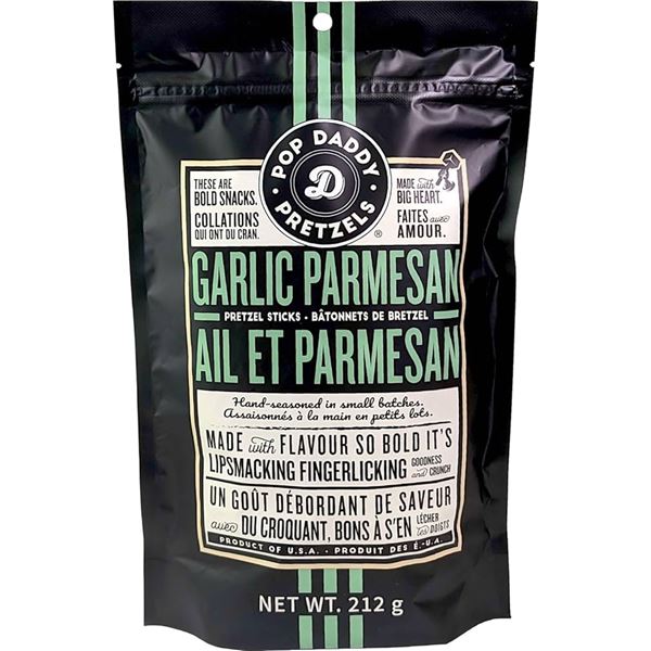 NEW 3 X 212G POP DADDY PRETZELS GARLIC PARMESAN