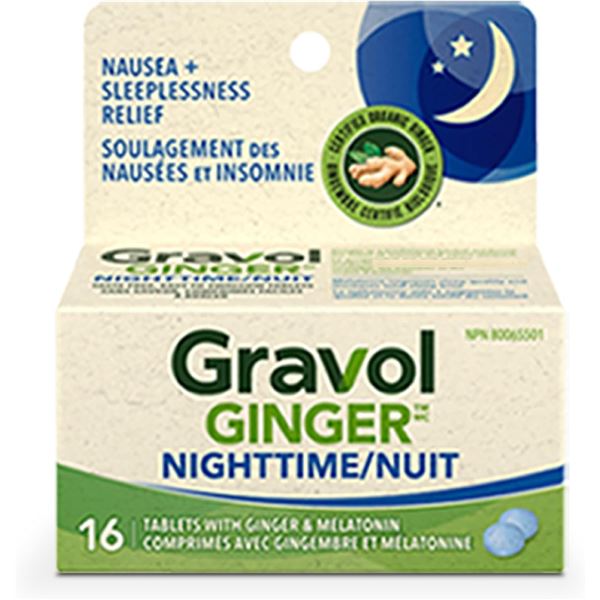 16 TABLETS GRAVOL GINGER NIGHTTIME - INCLUDES