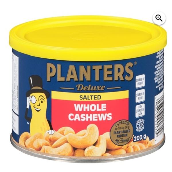 3 CANS X 200G PLANTERS DELUXE SALTED WHOLE CASHEWS