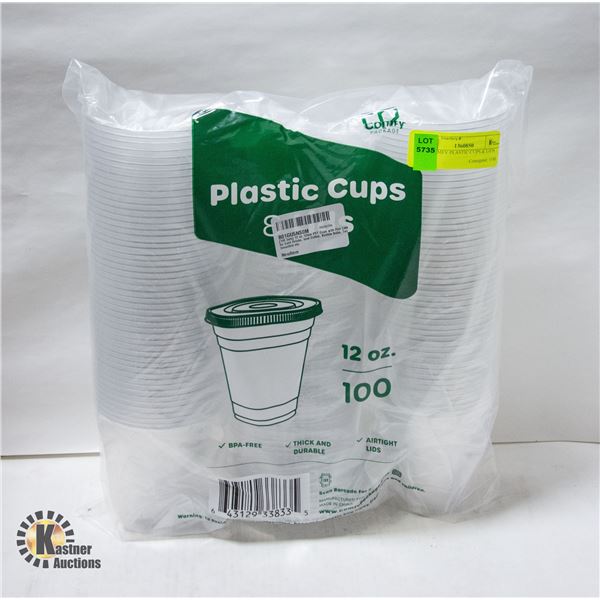 100 COMFY PLASTIC CUPS & LIDS