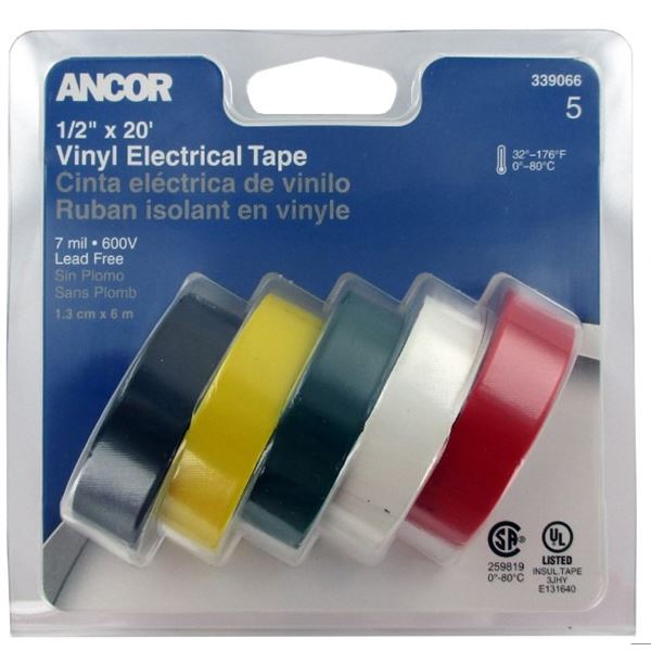 NEW ANCOR 1/2" X 20' VINYL ELECTRICAL TAPE